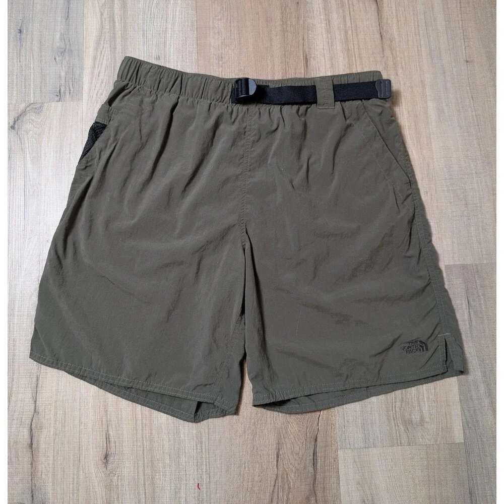 North Face Size M Shorts Utility Water Mesh Lined Green Nylon Outdoor Hybrid
